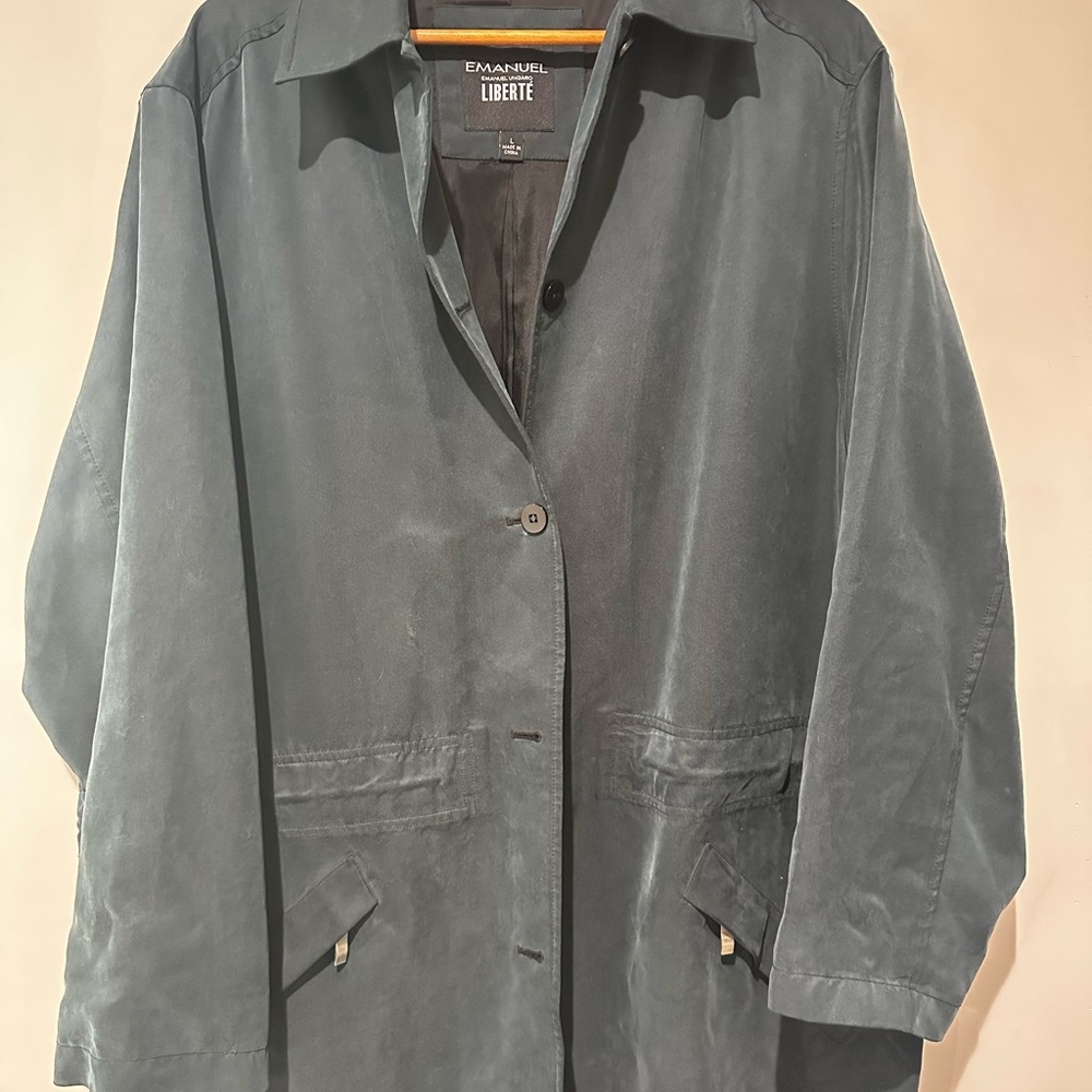 Emanuel Ungaro Liberte Jacket Mens L Gray Lightweight Button Coat Casual
